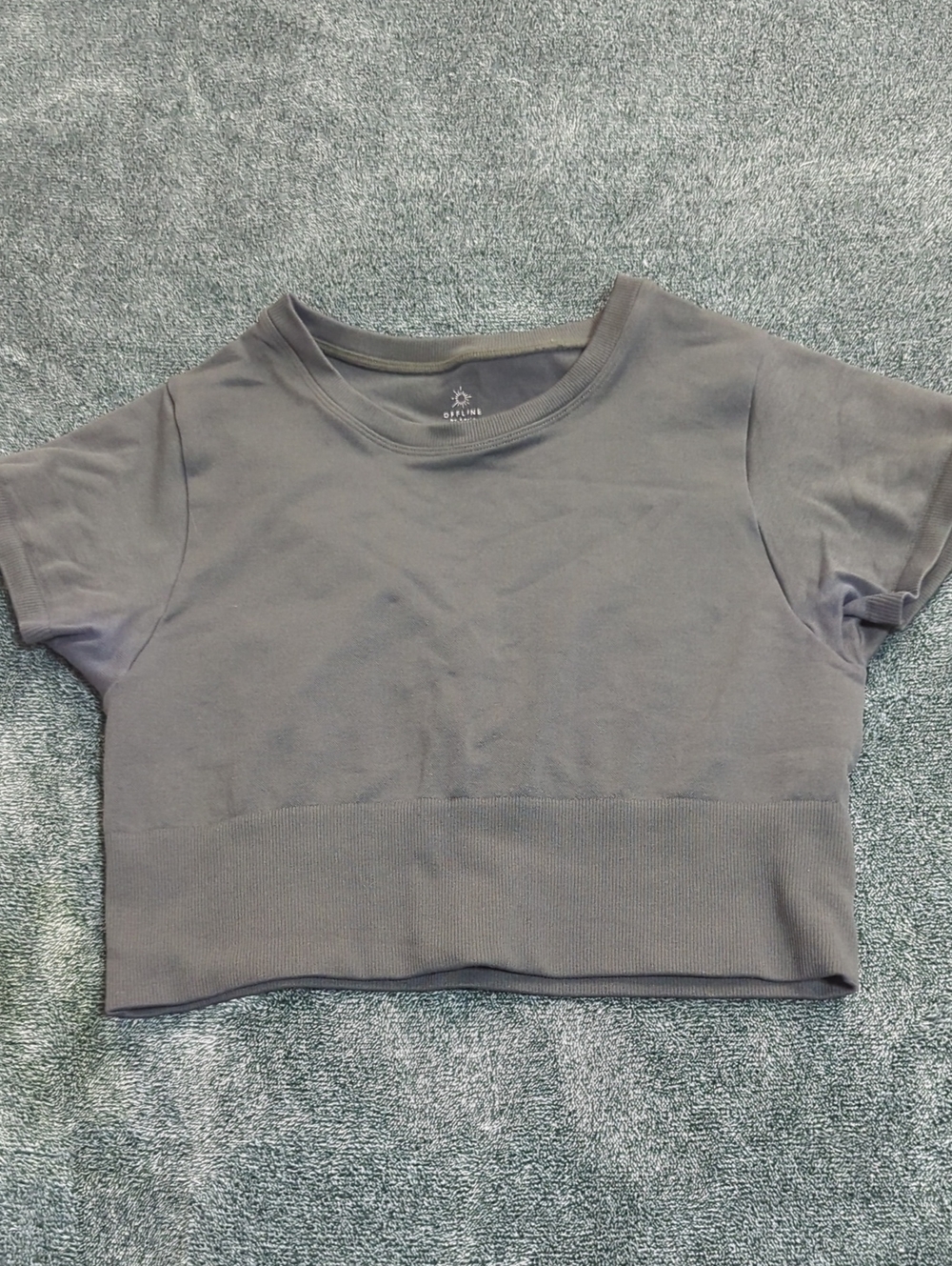 aerie Cropped Crew Tee in Olive